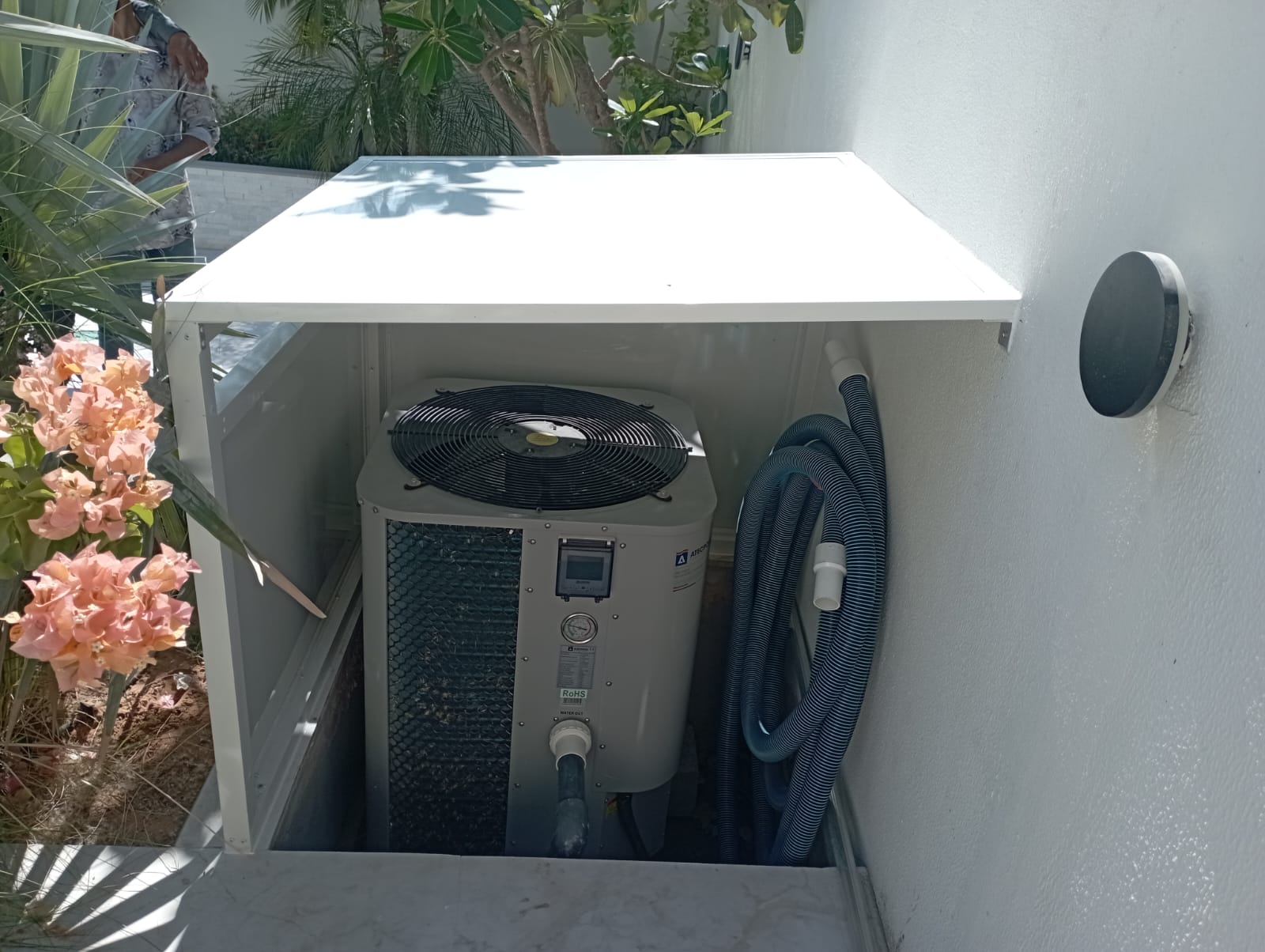 Aluminum AC unit enclosure open view